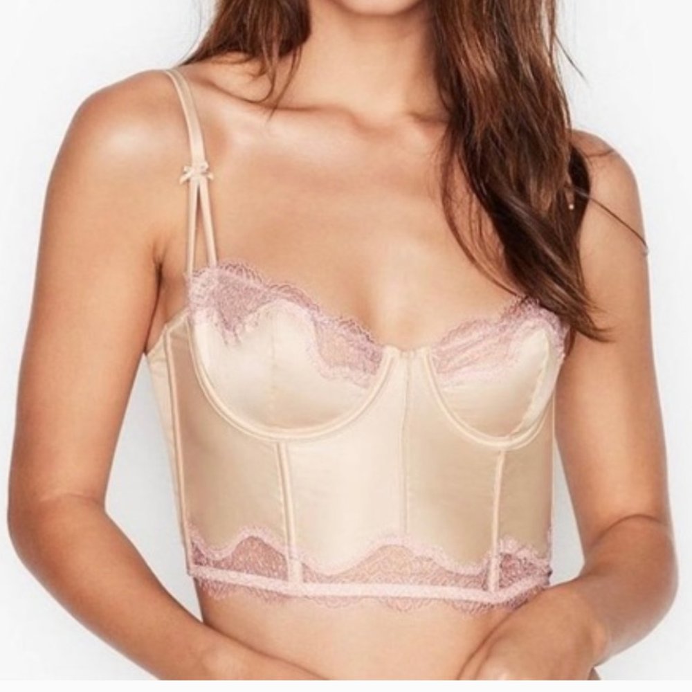 nwt VS corset crop top balconette bra top lace